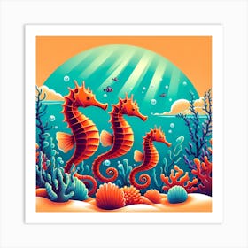 Seahorses Under The Sea Art Print