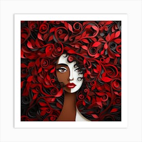 Paper Black Woman With Red Hair Art Print