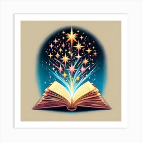 Open Book With Stars 2 Art Print