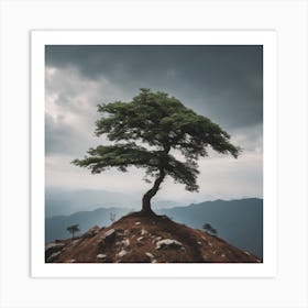 Lone Tree On Top Of Mountain 1 Art Print