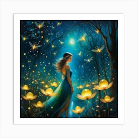 Fairy Girl In The Forest Art Print