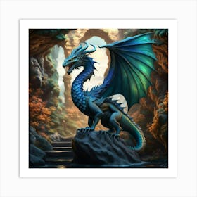 Dragon of the sea cave Art Print