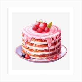 Cake With Berries 1 Art Print