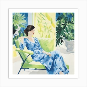 Woman Relaxes On The Patio 2 Art Print