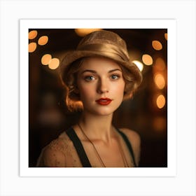 Portrait Of A Woman In A Hat 1 Art Print