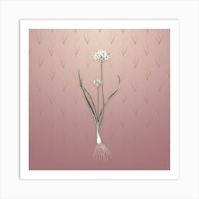 Vintage Three Cornered Leek Botanical on Dusty Pink Pattern n.1403 Art Print