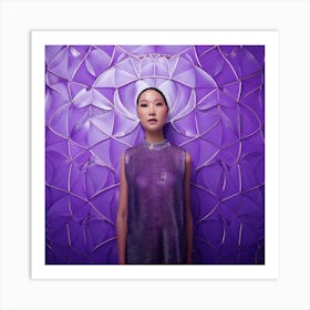 Firefly Woman, Beautiful, Noble, Purple, Dream, Geometric, Pattern, Background, Elegant, Graceful, R (11) Art Print