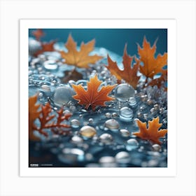 Autumn Leaves In Water Art Print