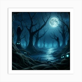 Dark Forest At Night 6 Art Print