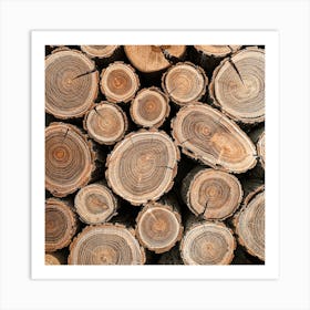 Log Tree Rings Square Art Print