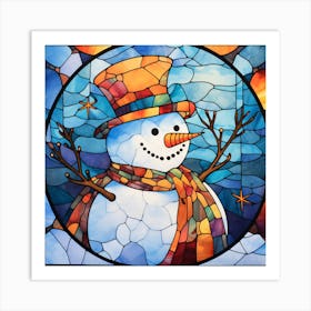 Snowman Stained Glass 3 Art Print