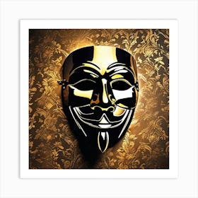 Gold Mask Of V For Vendetta Art Print