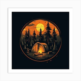 Campfire At Sunset 1 Art Print