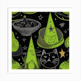 Green hats Art Print