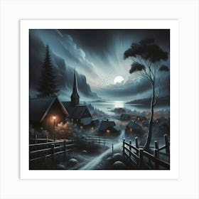 Night In The Village Art Print