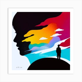 Mother Remembering Her Lost Son - Vivid Colorful Cloud Illustration Art Print