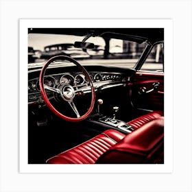 Lifestyle Detail Style Restored Automobile Red Shiny Part Vintage Antique Roadster Inside Art Print