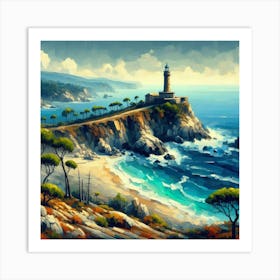 Lighthouse On The Cliff 2 Art Print