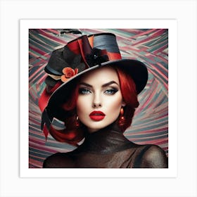 Beautiful Woman In A Hat Art Print