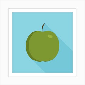 Green Apple Icon In Flat Long Shadow Design Smaller Art Print