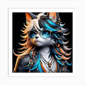 Cat With Glasses 9 Art Print