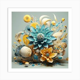 3d Flower Arrangement Art Print