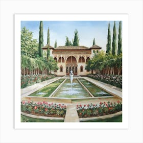 Gardens Of Alhambra 1 Spain Vintage Botanical A(1) Art Print