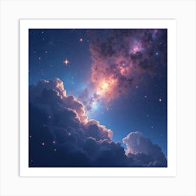 Mystic Starfield In Watercolor With Cosmic Charm 1 Art Print