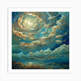 Sardines in the Sky Surreal Skyscape Art Print