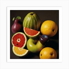 Fruits On A Black Background Art Print