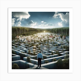 Man Standing In A Maze Art Print