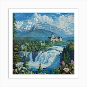 Saskatchewan Falls Oil Painting Art Print