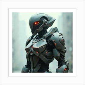 Cyborg Warrior With Futuristic Armor And Red Eyes 1 Art Print