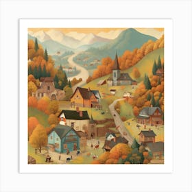 Autumn Village Art Print