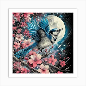 Blue Jay Mocking Bird Feathered Art Print