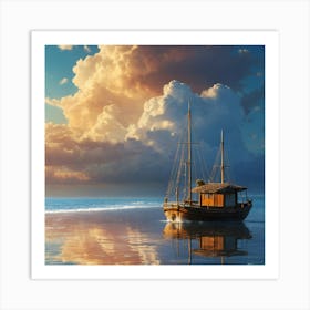 Sailboat On The Beach Art Print