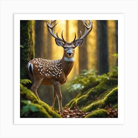 Deer In The Forest 86 Art Print