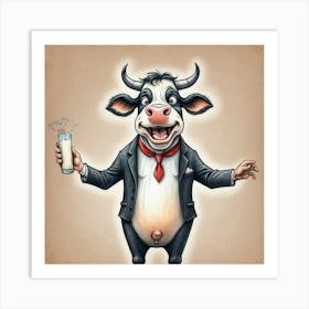 Cow In Business Suit 5 Art Print