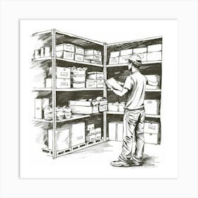 Man In A Warehouse Art Print