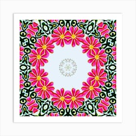 Pink Flowers In A Circle Poster