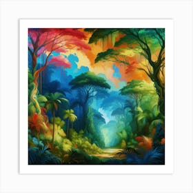 Colorful Jungle Painting Art Print