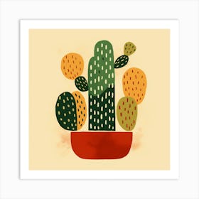 Rizwanakhan Simple Abstract Cactus Non Uniform Shapes Petrol 29 Art Print