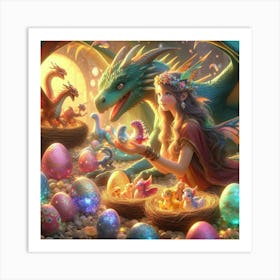 Easter Dragon paintings art print Art Print