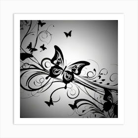 Black And White Butterfly Wallpaper 1 Art Print