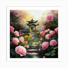 Asian Roses Art Print