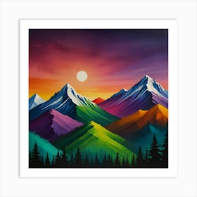 Mountains At Sunset Art Print