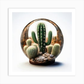 Cactus In A Glass Ball Art Print