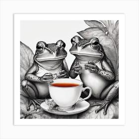 Frogs Tea Art Print