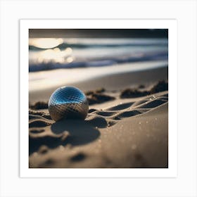 Disco Ball On Beach Art Print