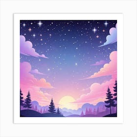 Sky With Twinkling Stars In Pastel Colors Square Composition 26 Art Print